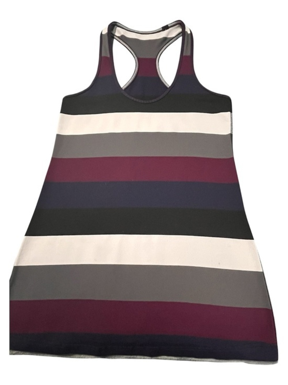 Striped Racerback Tank Dress in Black, White, Gray & Burgundy